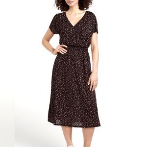 Printed Wrap Fit & Flare Midi Dress